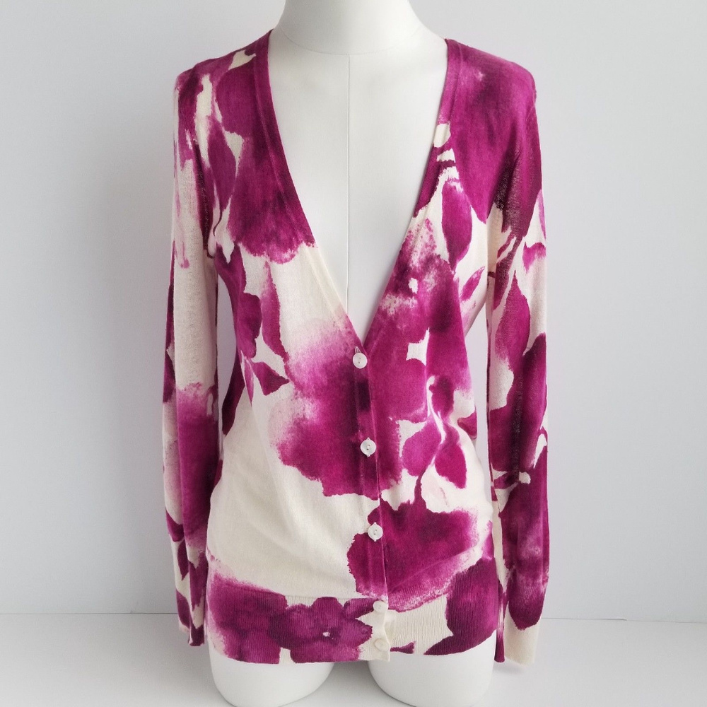Ann Taylor LOFT Floral Cardigan Sz M